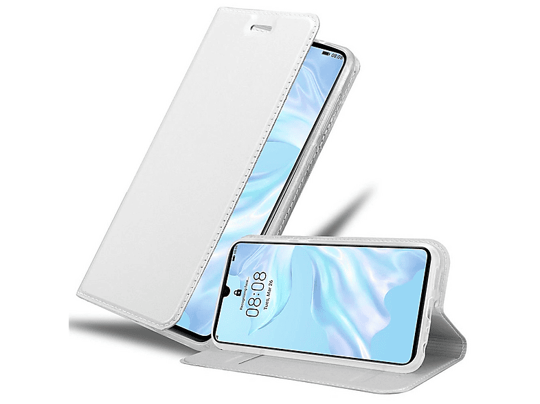 Custodia A Libro Per Huawei P30 - Grigio/Marrone, Con Vani Carte, Funzione Stand E Chiusura Magnetica, Tessuto E Finta Pelle - Foto 3