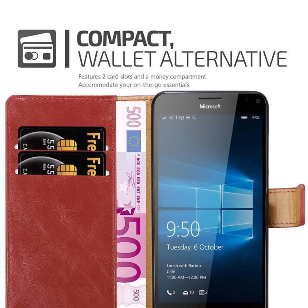 WEIN ROT 950 Lumia Hülle CADORABO Style, XL, Luxury Nokia, Book Bookcover,