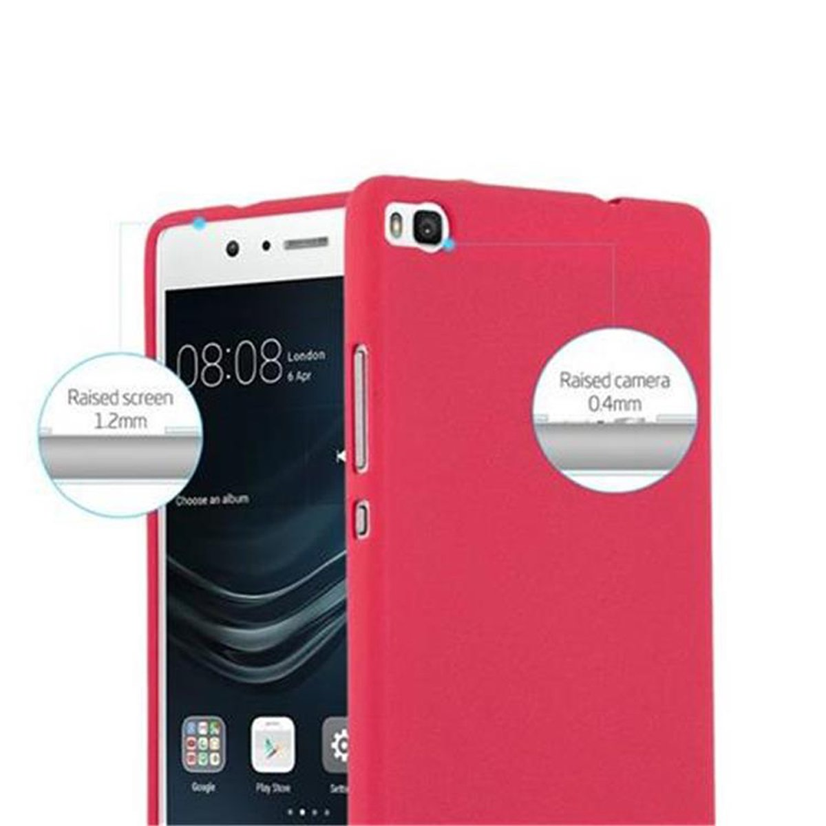 CADORABO TPU Frosted Schutzhülle, Backcover, P8, FROST Huawei, ROT