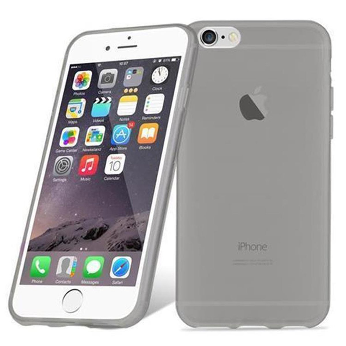 Zwei iPhones mit Hüllen, das vordere hat den Startbildschirm an.