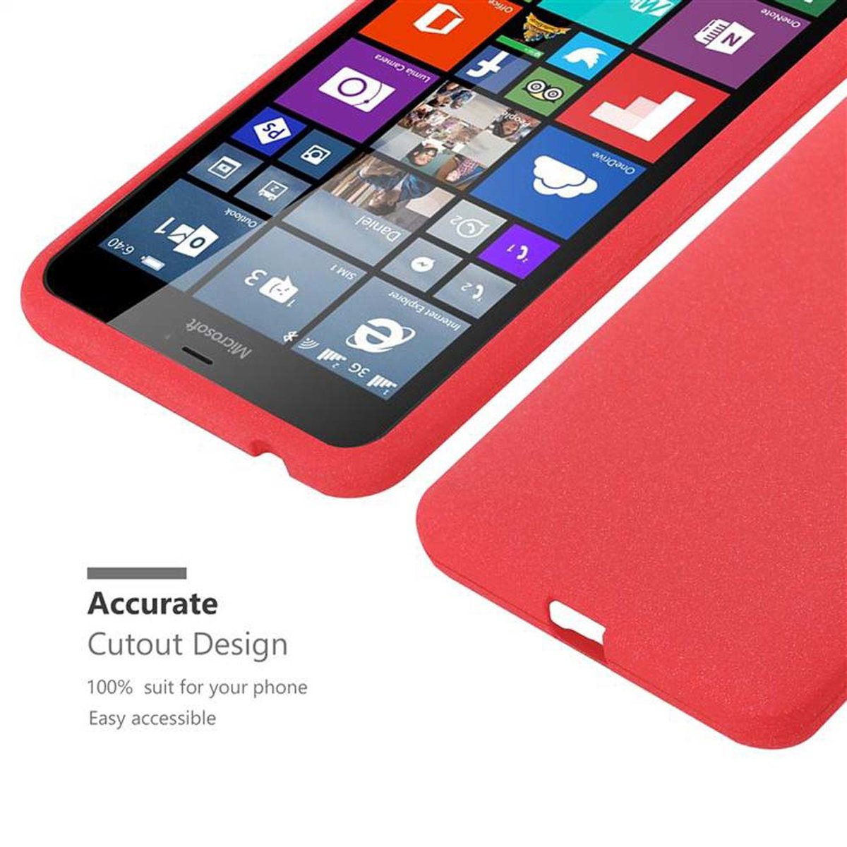 Schutzhülle, ROT XL, 640 Nokia, TPU FROST Backcover, Frosted Lumia CADORABO