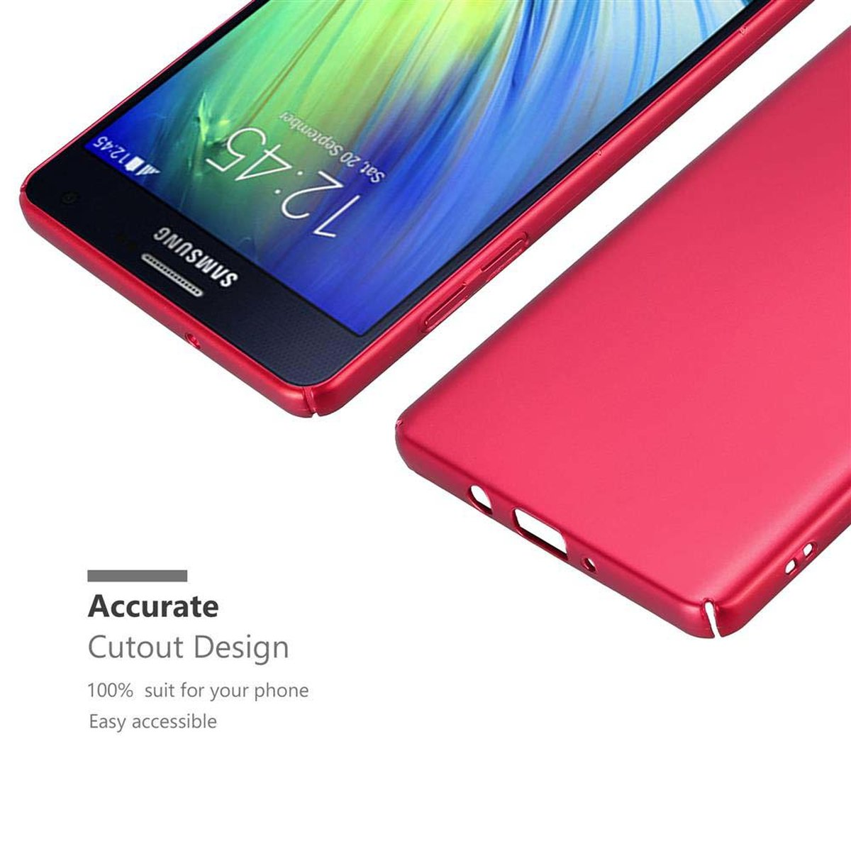 A7 im Hard Hülle Samsung, Galaxy METALL 2015, ROT Case Backcover, Matt Style, Metall CADORABO