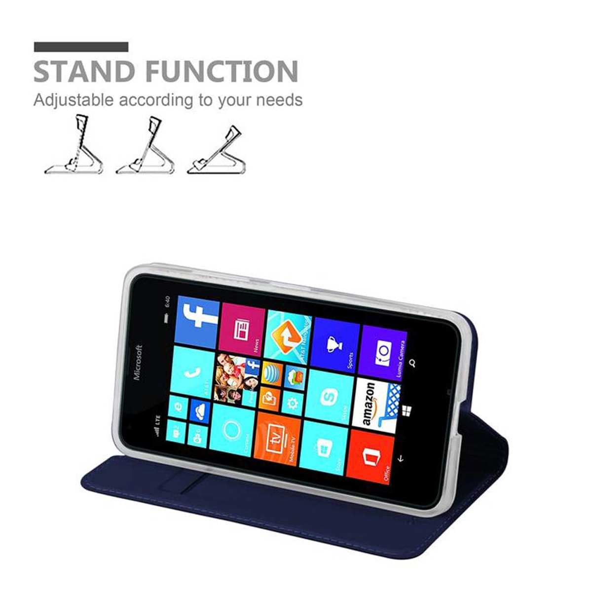 CADORABO Handyhülle 640, Classy Book Nokia, BLAU CLASSY Style, Lumia Bookcover, DUNKEL