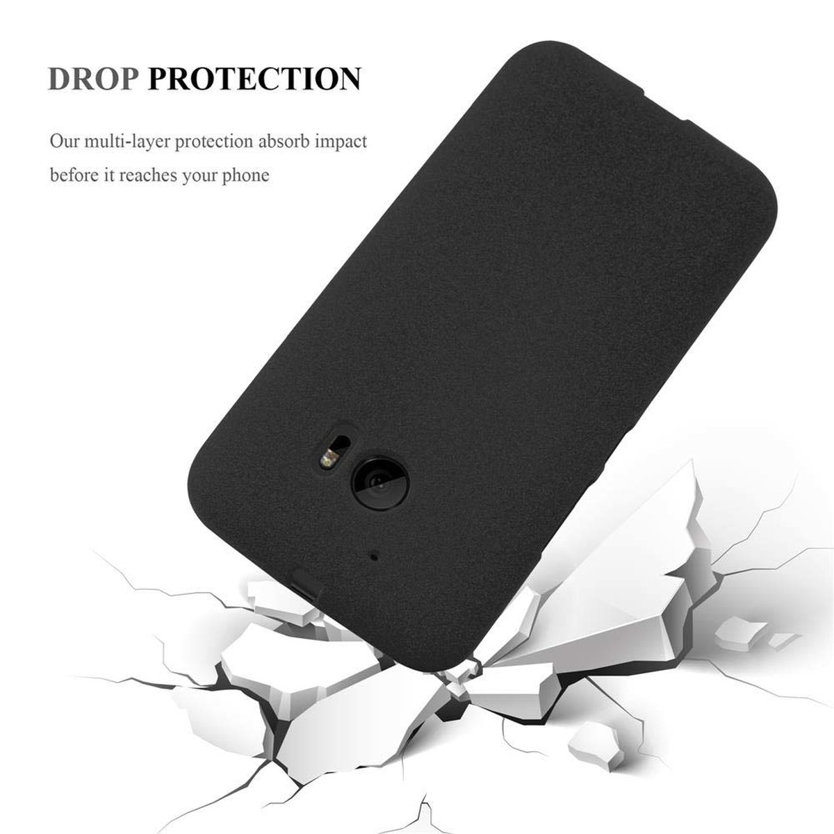 HTC, Backcover, ONE FROST CADORABO SCHWARZ TPU M10, Frosted Schutzhülle,