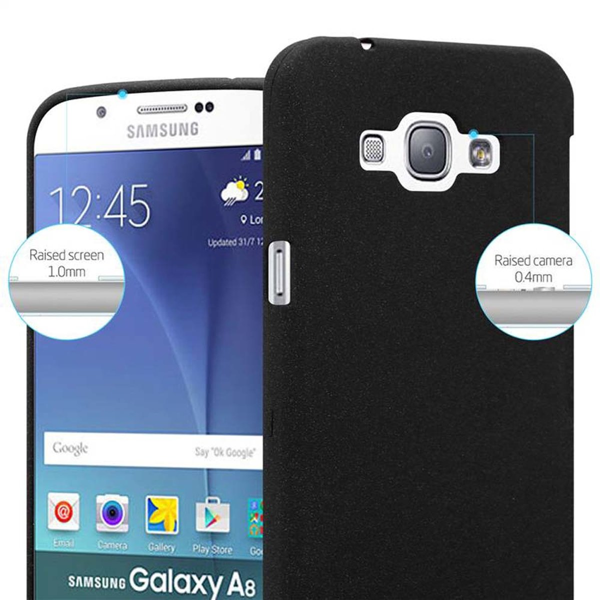 Galaxy FROST SCHWARZ CADORABO Schutzhülle, 2015, Frosted Backcover, A8 Samsung, TPU