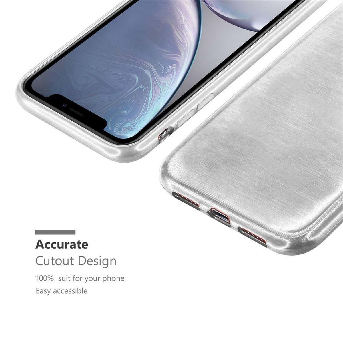 Backcover, Hülle, SILBER Brushed XR, iPhone CADORABO TPU Apple,