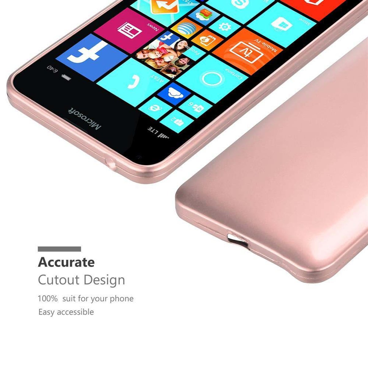 CADORABO TPU Matt GOLD 640 Backcover, Metallic METALLIC Lumia Nokia, ROSÉ XL, Hülle