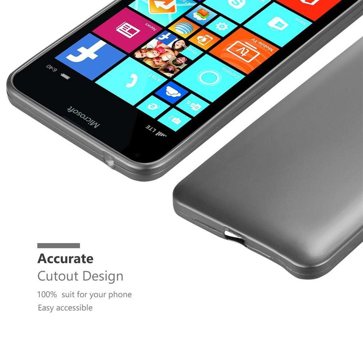 TPU Metallic Backcover, CADORABO Hülle, METALLIC GRAU Lumia Nokia, 640 Matt XL,