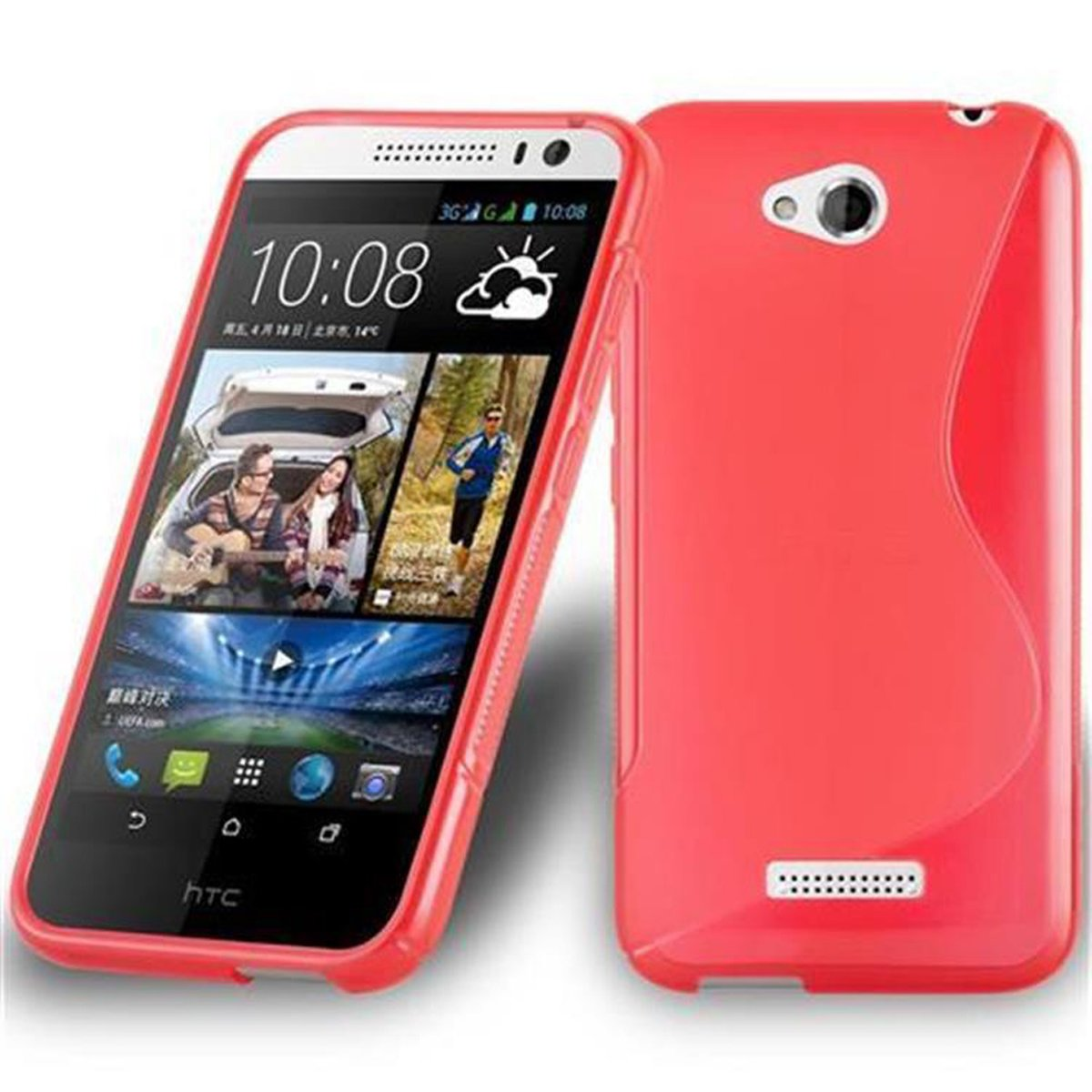 CADORABO TPU Handyhülle, 616, Desire HTC, S-Line ROT Backcover, INFERNO