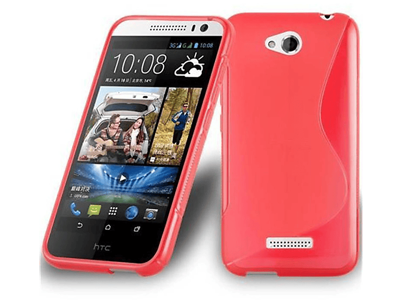CADORABO TPU S-Line Handyhülle, Backcover, HTC, Desire 616, INFERNO ROT