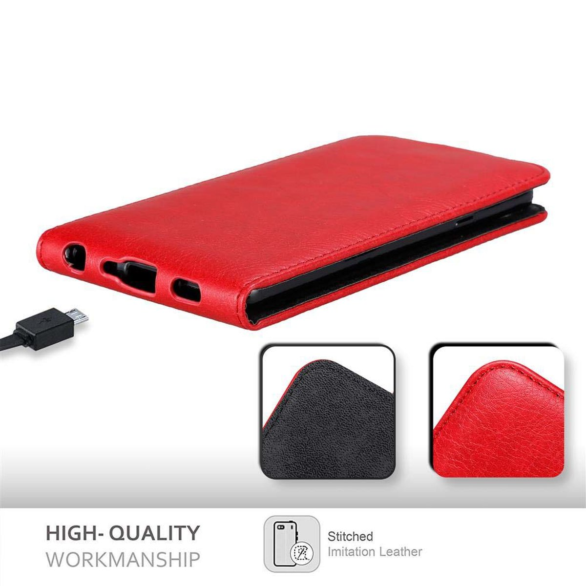 Hülle ONE, Flip Style, Flip ROT / Cover, APFEL / CADORABO FIT ThinQ im LG, G7