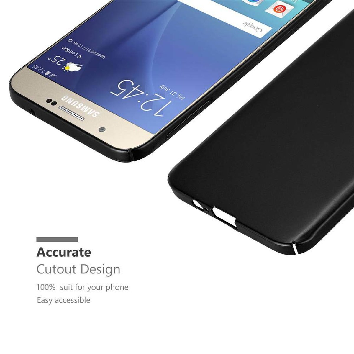 Samsung, A8 Galaxy SCHWARZ Hülle Matt CADORABO im Case Backcover, Metall Style, 2015, Hard METALL
