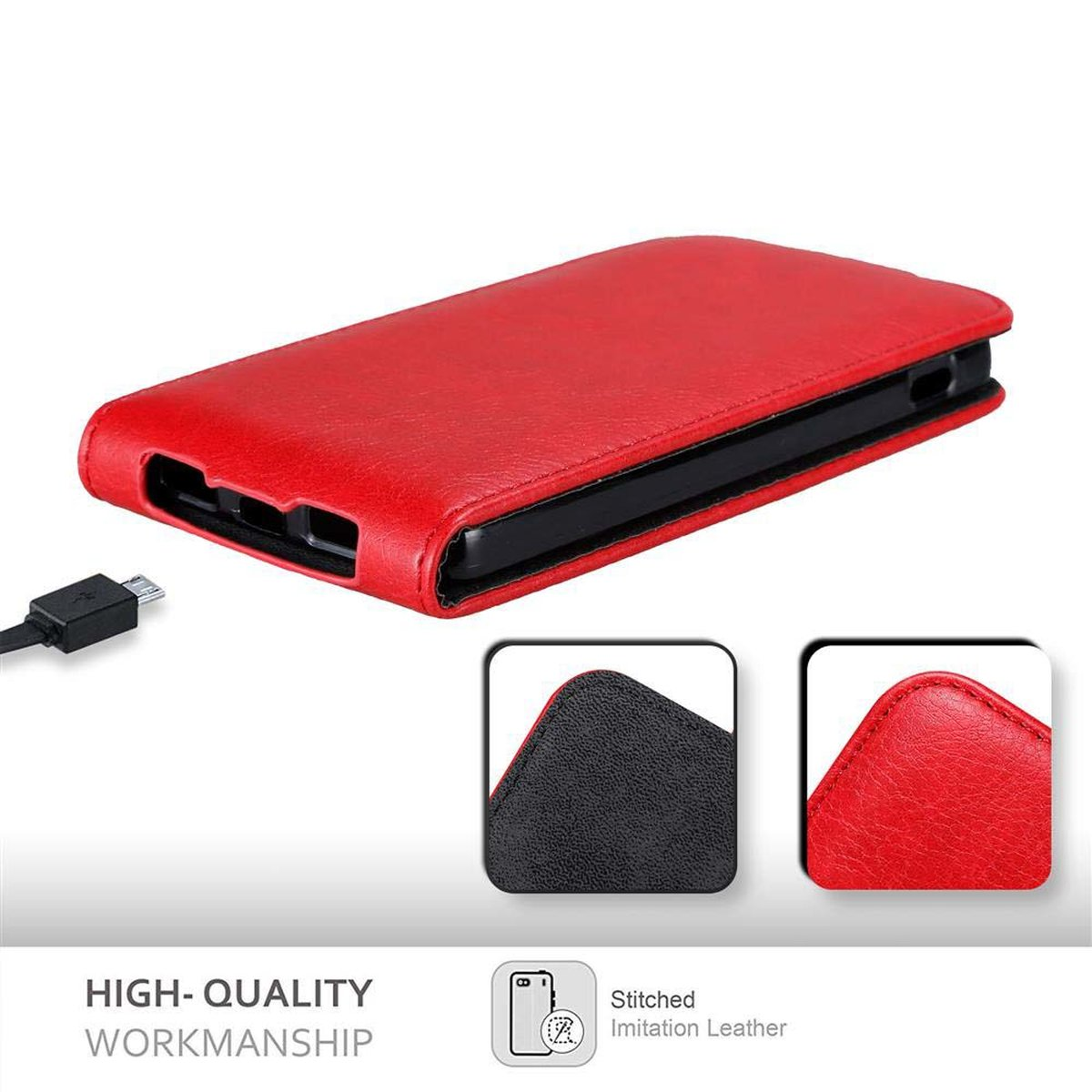 CADORABO Hülle im Flip Style, 5, APFEL NEXUS Flip Google Cover, ROT LG