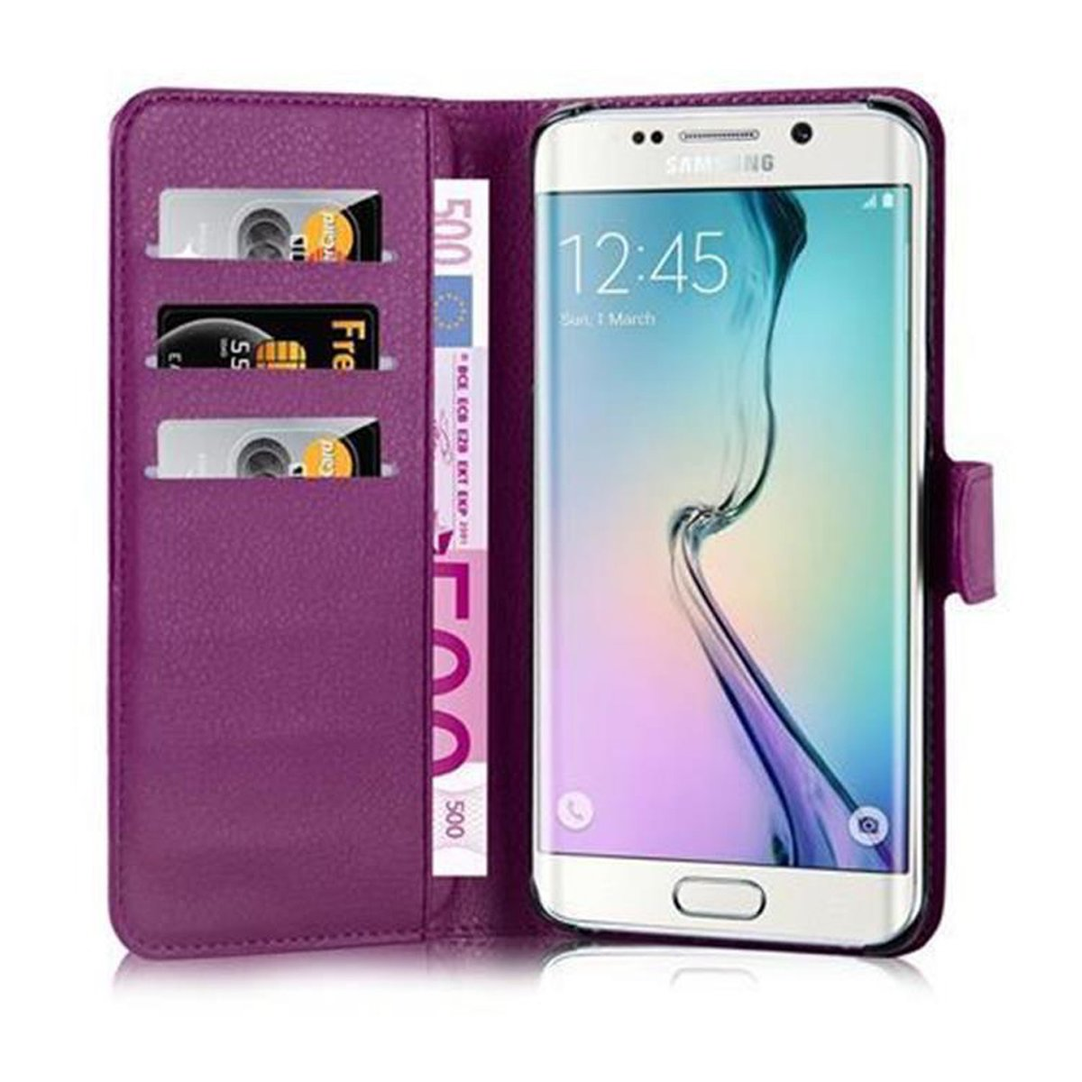 S6 EDGE, Book Galaxy Hülle Standfunktion, MANGAN Bookcover, Samsung, VIOLETT CADORABO