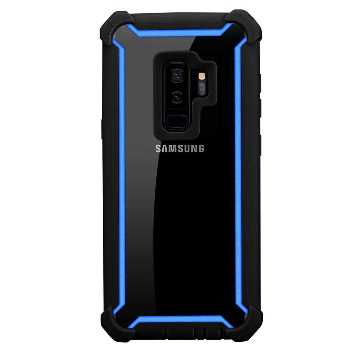 Galaxy Hybrid Backcover, BLAU Schutz, SCHWARZ CADORABO Hülle 2-in-1 PLUS, Samsung, S9