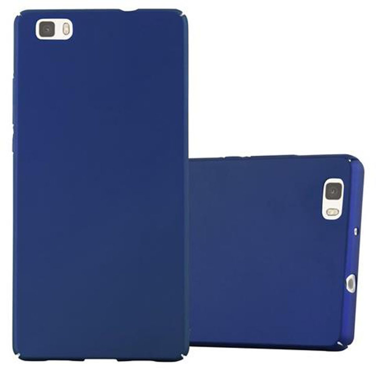 Dos fundas de teléfono azul oscuro, una vertical y otra tumbada, sobre fondo blanco.