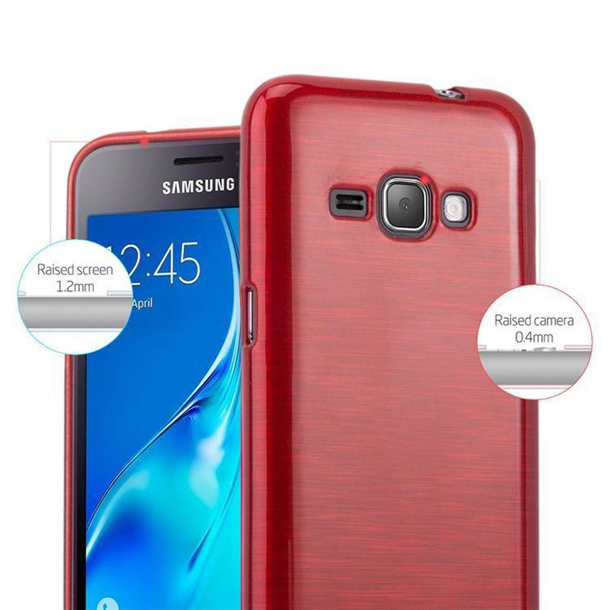 Galaxy Backcover, Samsung, ROT J1 TPU Hülle, CADORABO Brushed 2016,