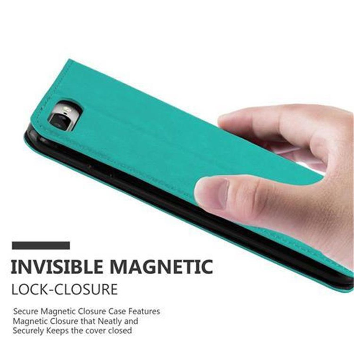 TÜRKIS Invisible Magnet, / PLUS iPhone / 7 CADORABO Book Bookcover, 8 Apple, PLUS PETROL Hülle PLUS, 7S
