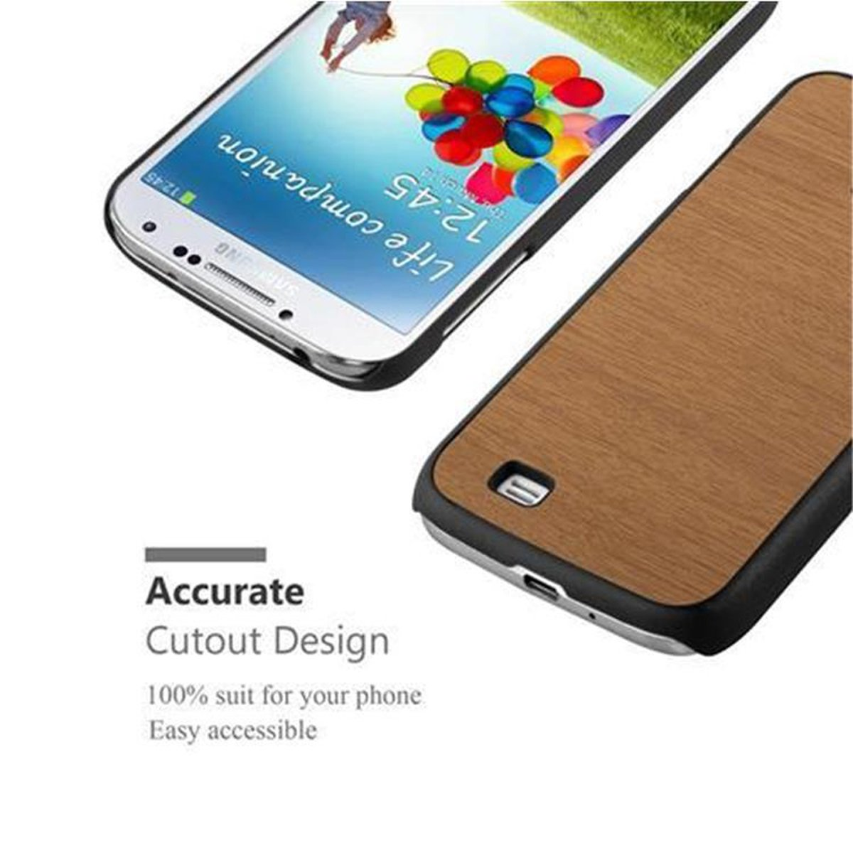 Galaxy Backcover, Style, Samsung, Case WOODY S4, Woody CADORABO Hülle Hard BRAUN