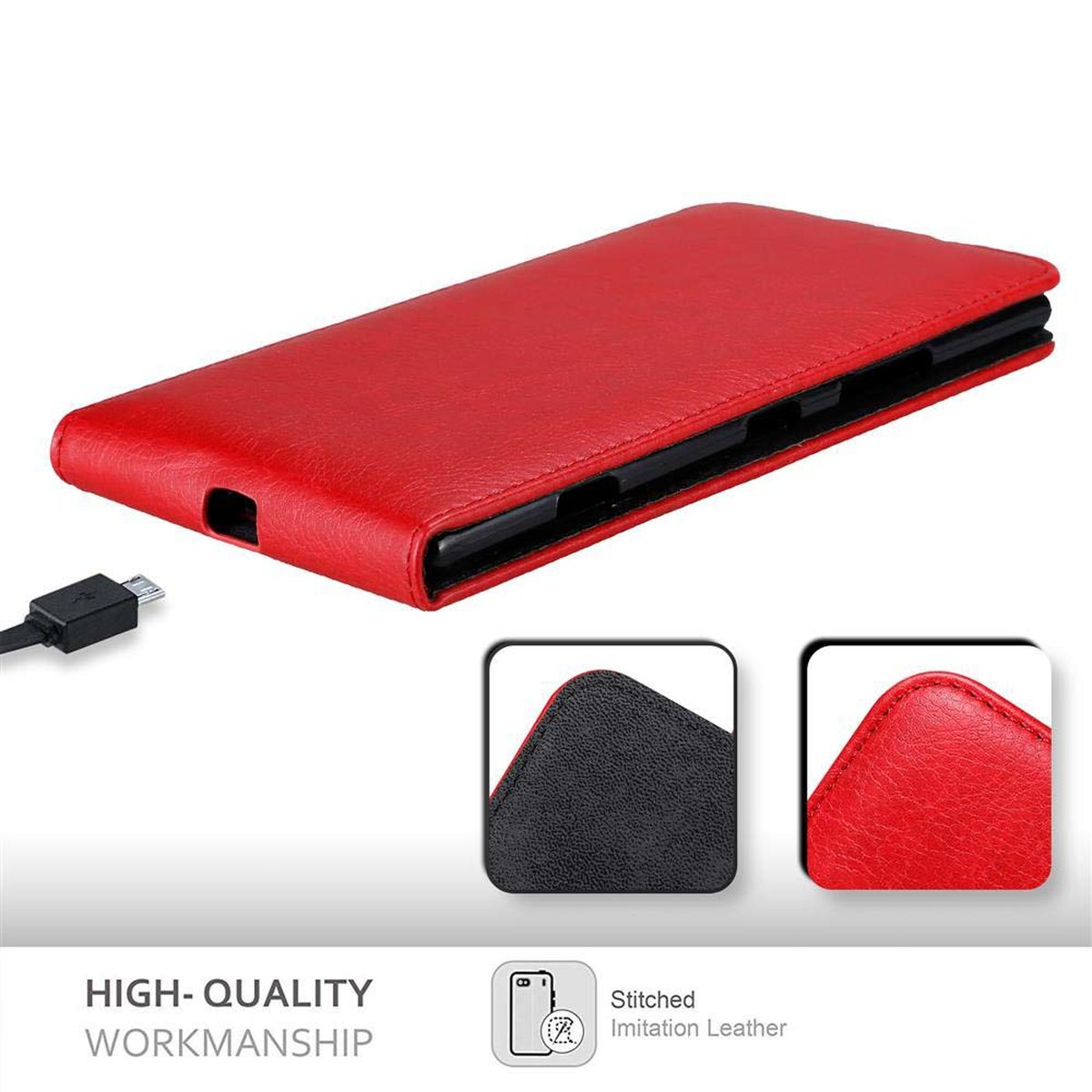 CADORABO Hülle im Flip Flip Lumia 1520, ROT APFEL Nokia, Cover, Style