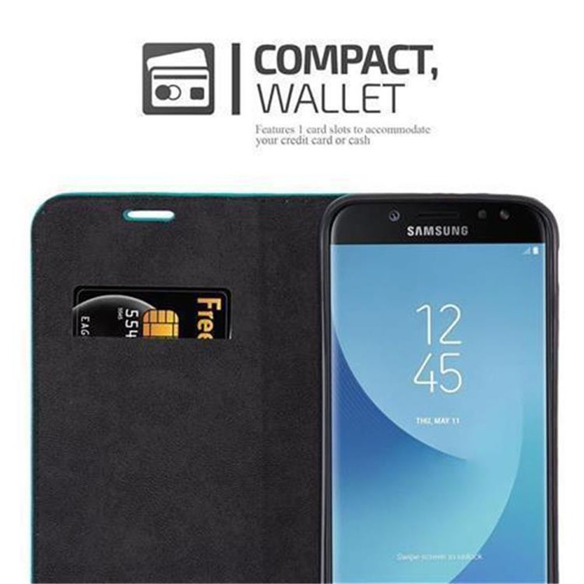 Galaxy Hülle Magnet, CADORABO Invisible Samsung, Book PETROL J7 Bookcover, TÜRKIS 2017,