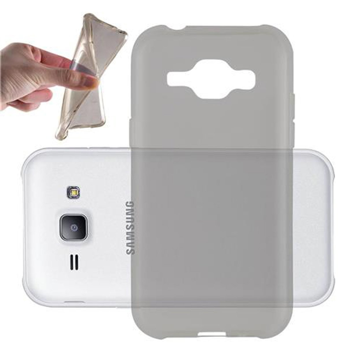 CADORABO TPU Ultra Backcover, TRANSPARENT SCHWARZ Samsung, AIR J1 Slim Schutzhülle, 2015, Galaxy