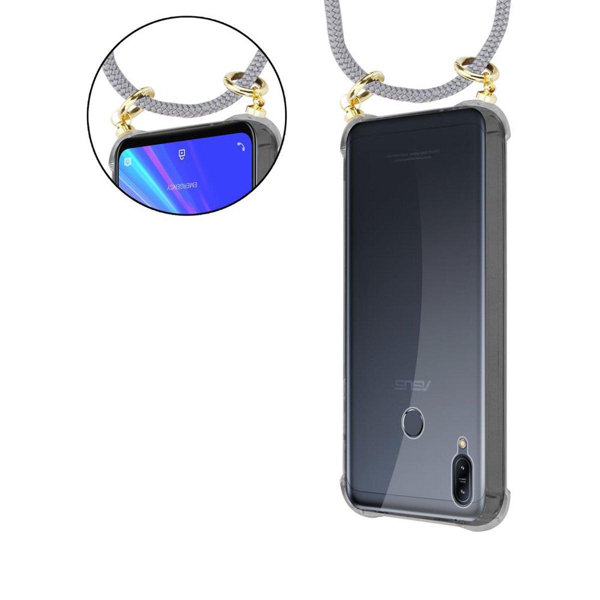CADORABO Handy ZenFone Backcover, abnehmbarer Kette und GRAU MAX Kordel M2, Band Gold Asus, SILBER Ringen, mit Hülle