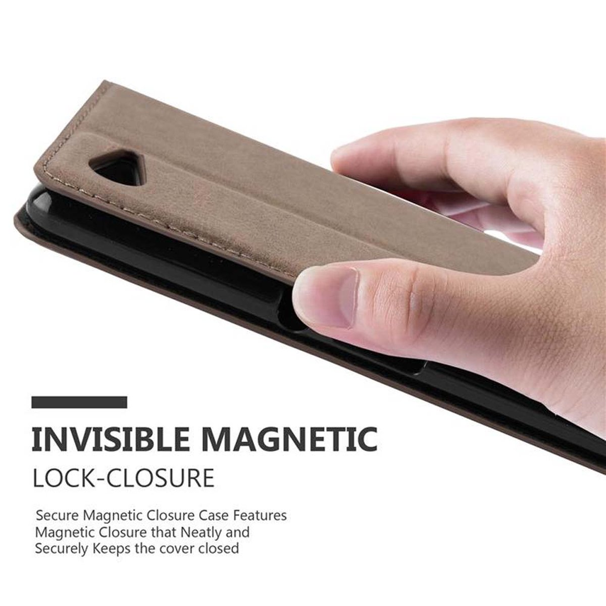 Magnet, Hülle Xperia KAFFEE CADORABO Invisible E3, Book BRAUN Sony, Bookcover,