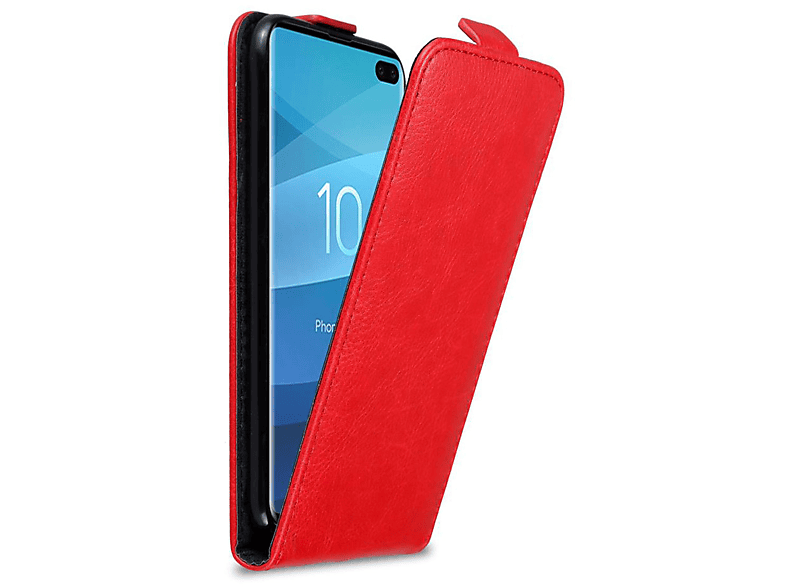 PLUS, Hülle Galaxy S10 APFEL im Flip ROT Flip Samsung, CADORABO Cover, Style,