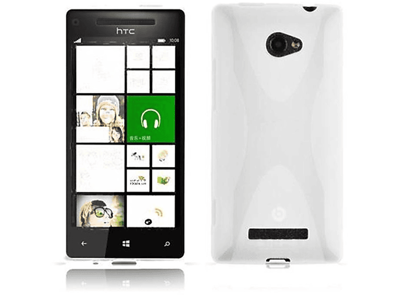 CADORABO TPU X-Line Schutzhülle, Backcover, HTC, Windows Phone 8X, MAGNESIUM WEIß