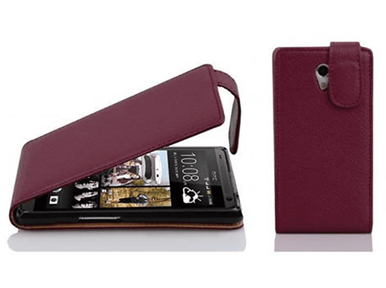 HTC, 600, Style, Flip Desire BORDEAUX im CADORABO Flip LILA Cover, Schutzhülle