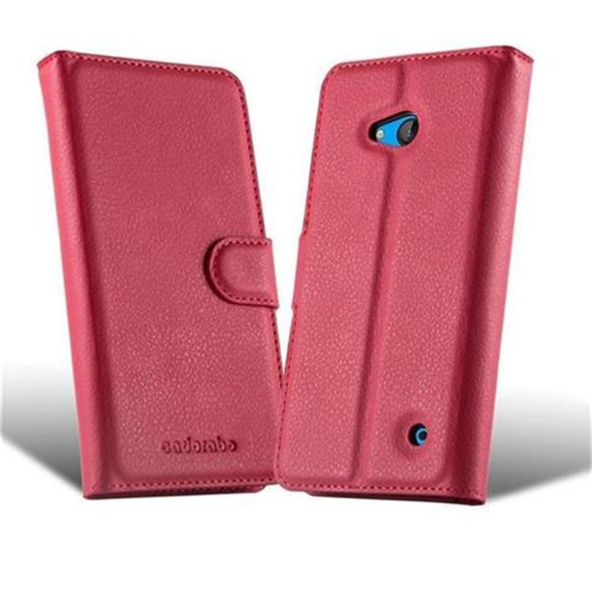 CADORABO Book Hülle Nokia, 640, Lumia KARMIN ROT Standfunktion, Bookcover