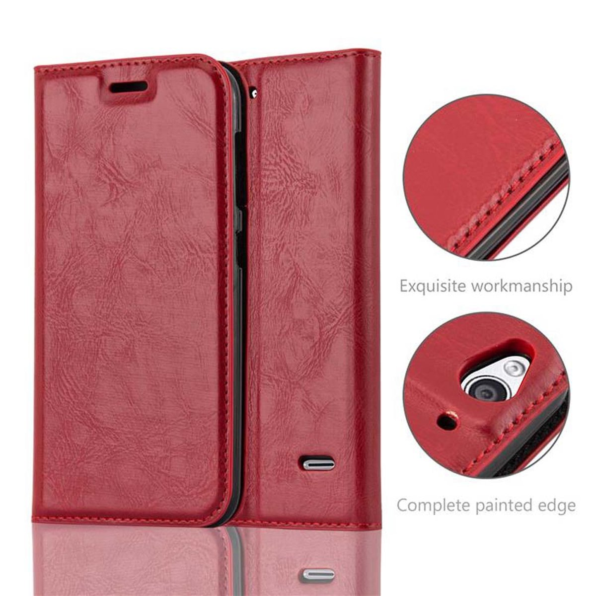 CADORABO Book Hülle Invisible Magnet, S6, ROT ZTE, Blade Bookcover, APFEL