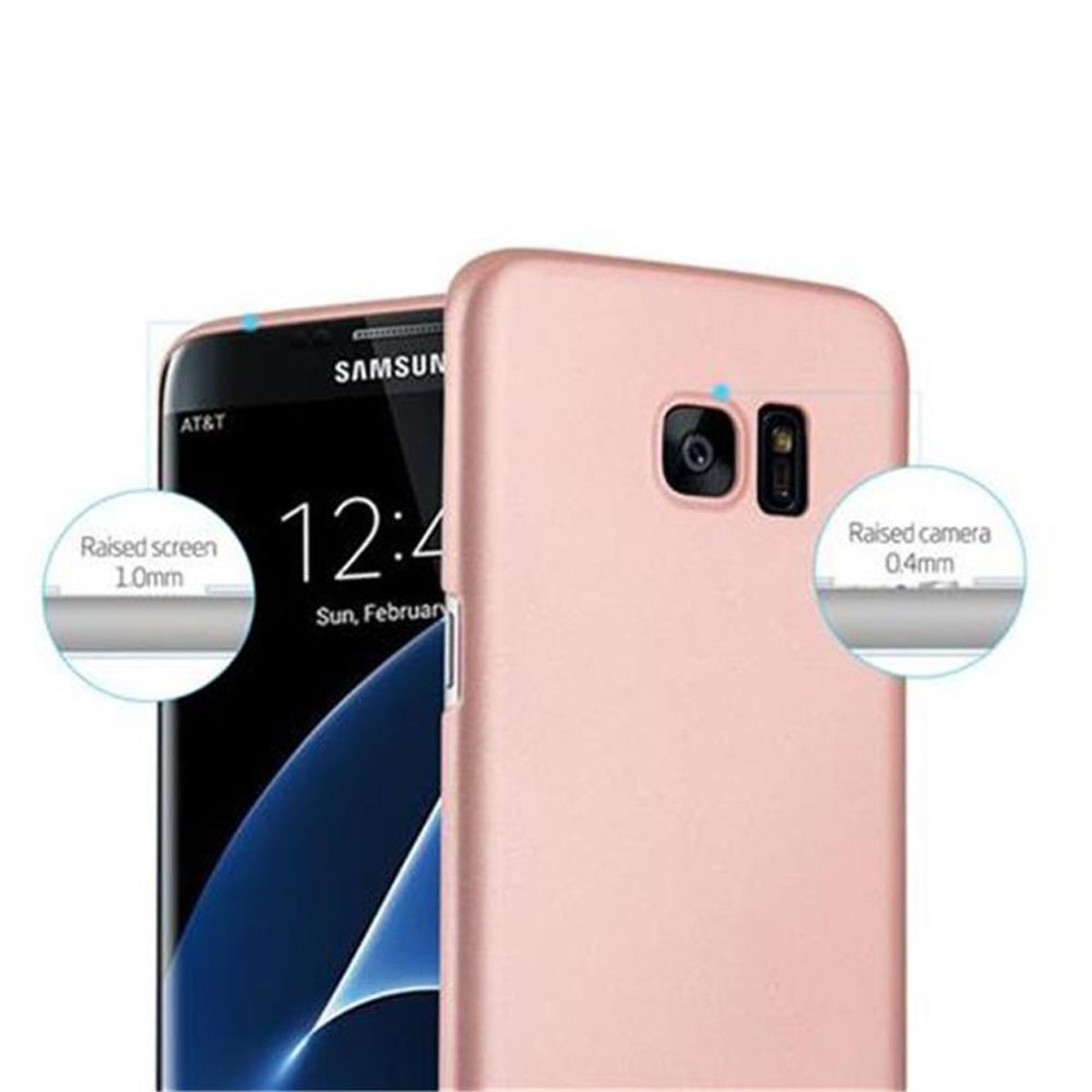 S7 ROSÉ Case Metall im Style, Galaxy Hülle Samsung, EDGE, GOLD Backcover, Matt Hard CADORABO METALL