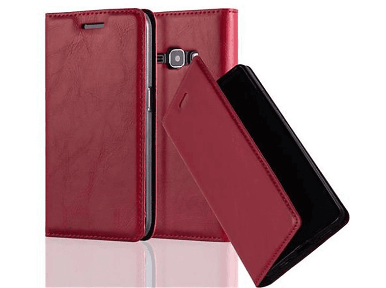 CADORABO Book Hülle Invisible Magnet, Bookcover, Samsung, Galaxy J1 2016, APFEL ROT
