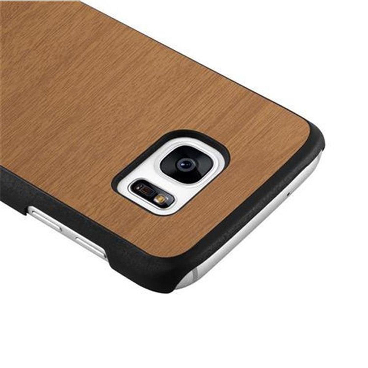 CADORABO Woody Style, WOODY Hard Samsung, Backcover, S7, BRAUN Hülle Case Galaxy