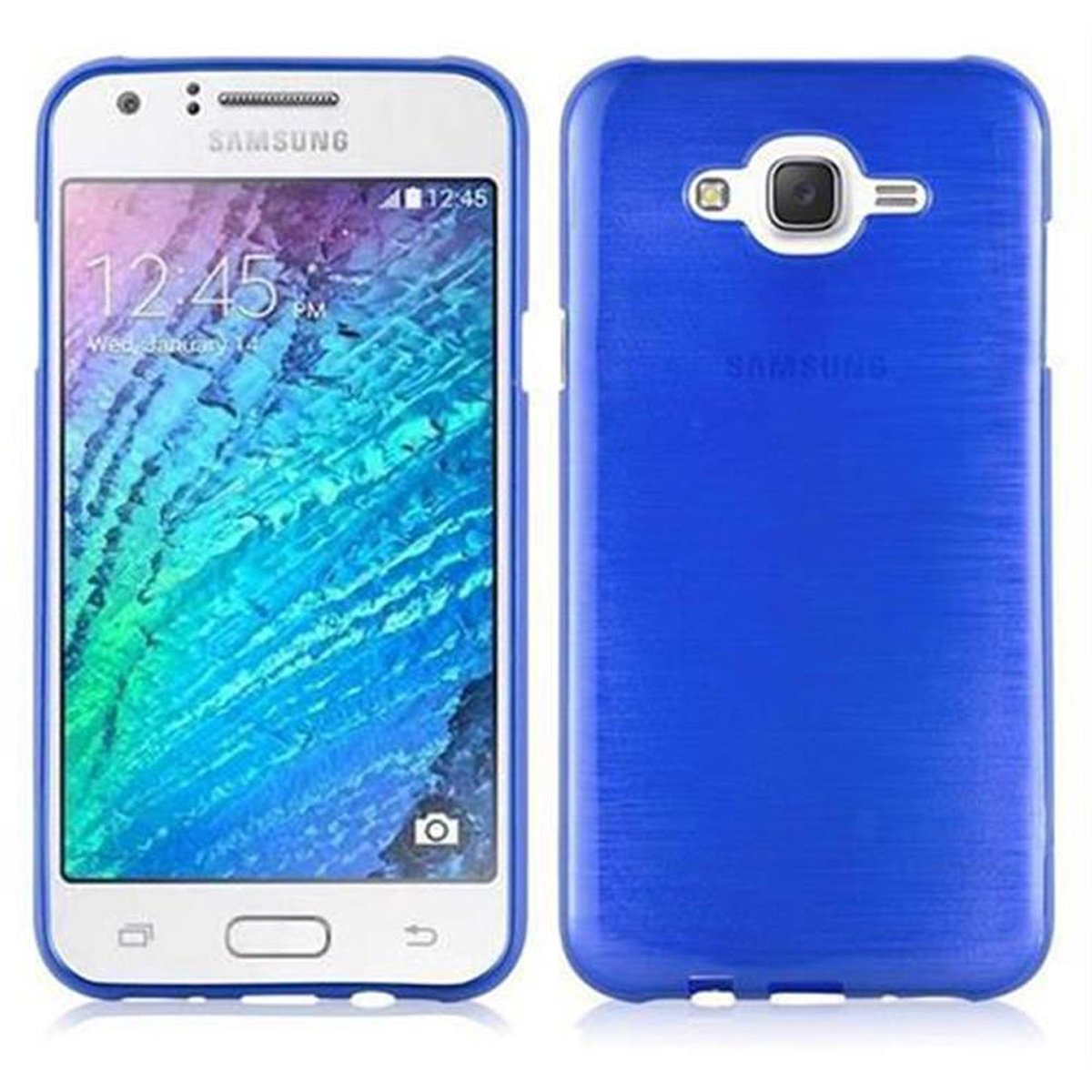 TPU CADORABO Samsung, BLAU Galaxy Hülle, J7 Brushed Backcover, 2015,