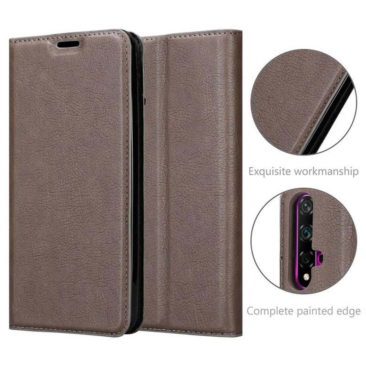 5T, 20 Honor, CADORABO KAFFEE Huawei Hülle Invisible Book / BRAUN 20S Magnet, / NOVA Bookcover,