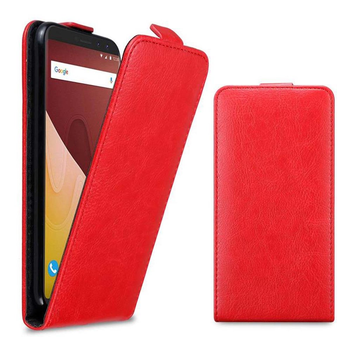 CADORABO Hülle im ROT Flip Style, VIEW Cover, GO, Flip WIKO, APFEL