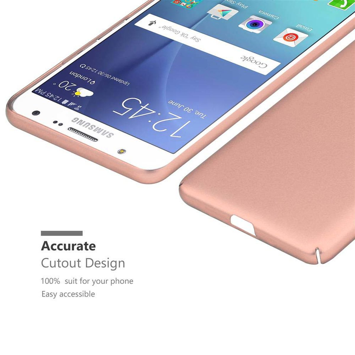 Hülle Hard Metall Samsung, Backcover, Galaxy ROSÉ im CADORABO Matt 2015, Case METALL Style, J7 GOLD