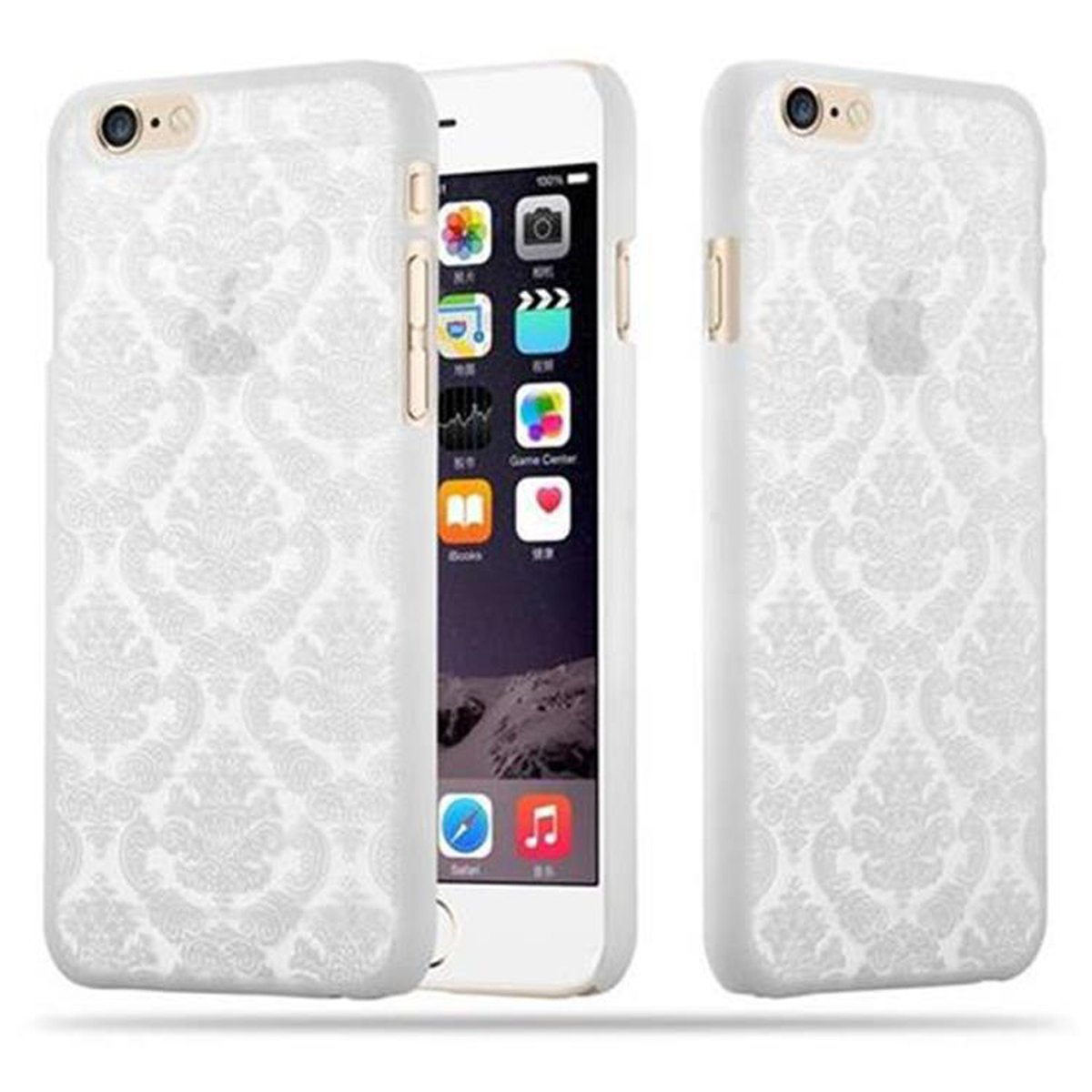 CADORABO Hülle Hard Case Paisley in Apple, Blumen / Design, 6S, WEIß iPhone 6 Backcover, Henna