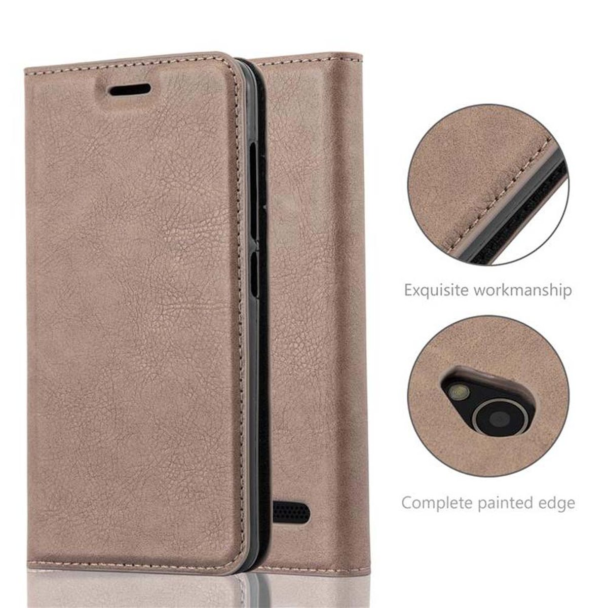 CADORABO Book Hülle Invisible Magnet, ZTE, KAFFEE Bookcover, L7, Blade BRAUN