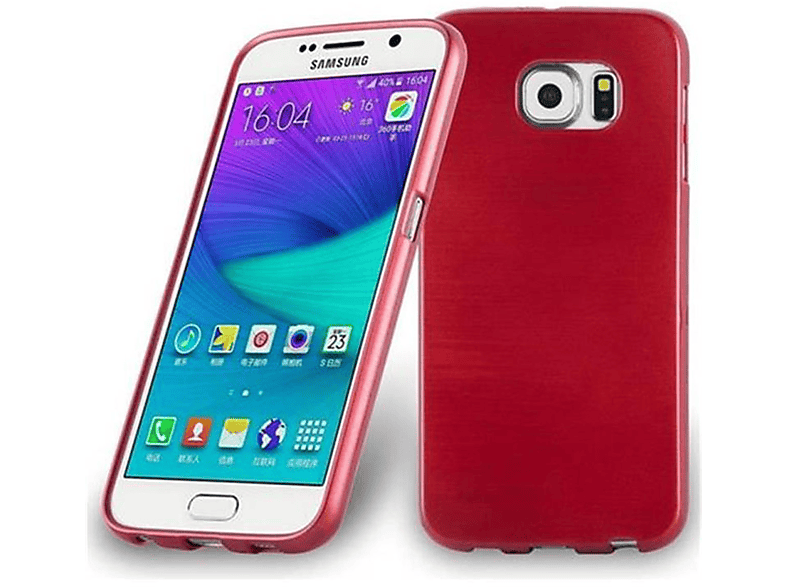 CADORABO TPU Brushed Hülle, Backcover, Samsung, Galaxy S6, ROT