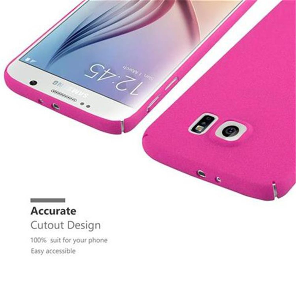 CADORABO Hülle im Case Frosty PINK FROSTY Backcover, Galaxy Style, Samsung, S6, Hard