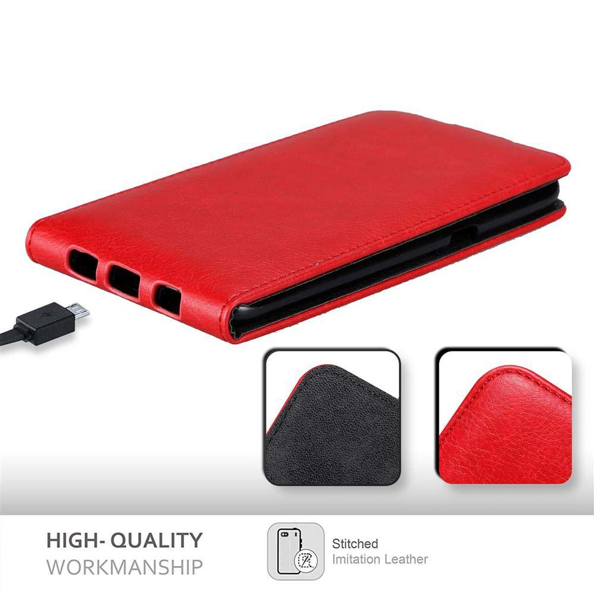 CADORABO Hülle im Samsung, EDGE ROT PLUS, Galaxy S6 Flip Style, Flip Cover, APFEL