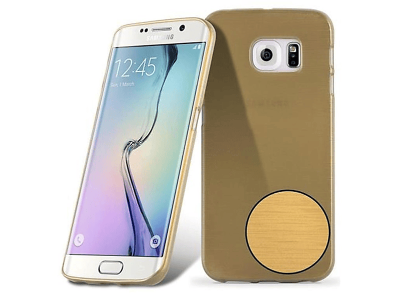 CADORABO TPU Brushed Hülle, Backcover, S6 Galaxy Samsung, EDGE, GOLD
