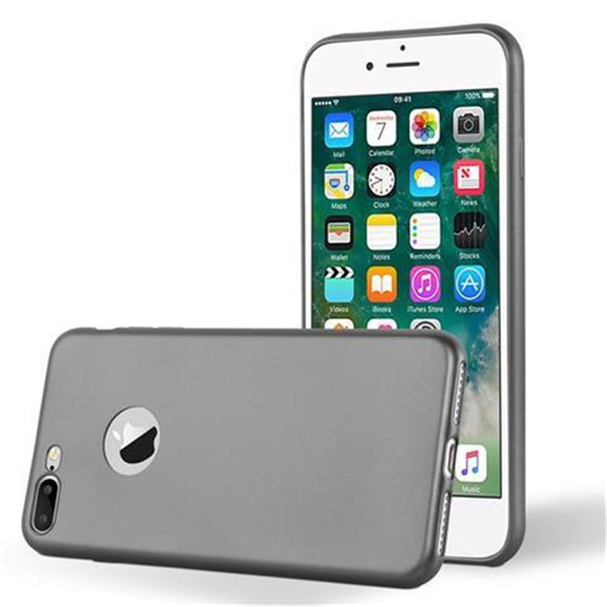 CADORABO TPU iPhone PLUS Apple, / 8 METALLIC Backcover, GRAU Hülle, / 7S PLUS 7 Matt Metallic PLUS