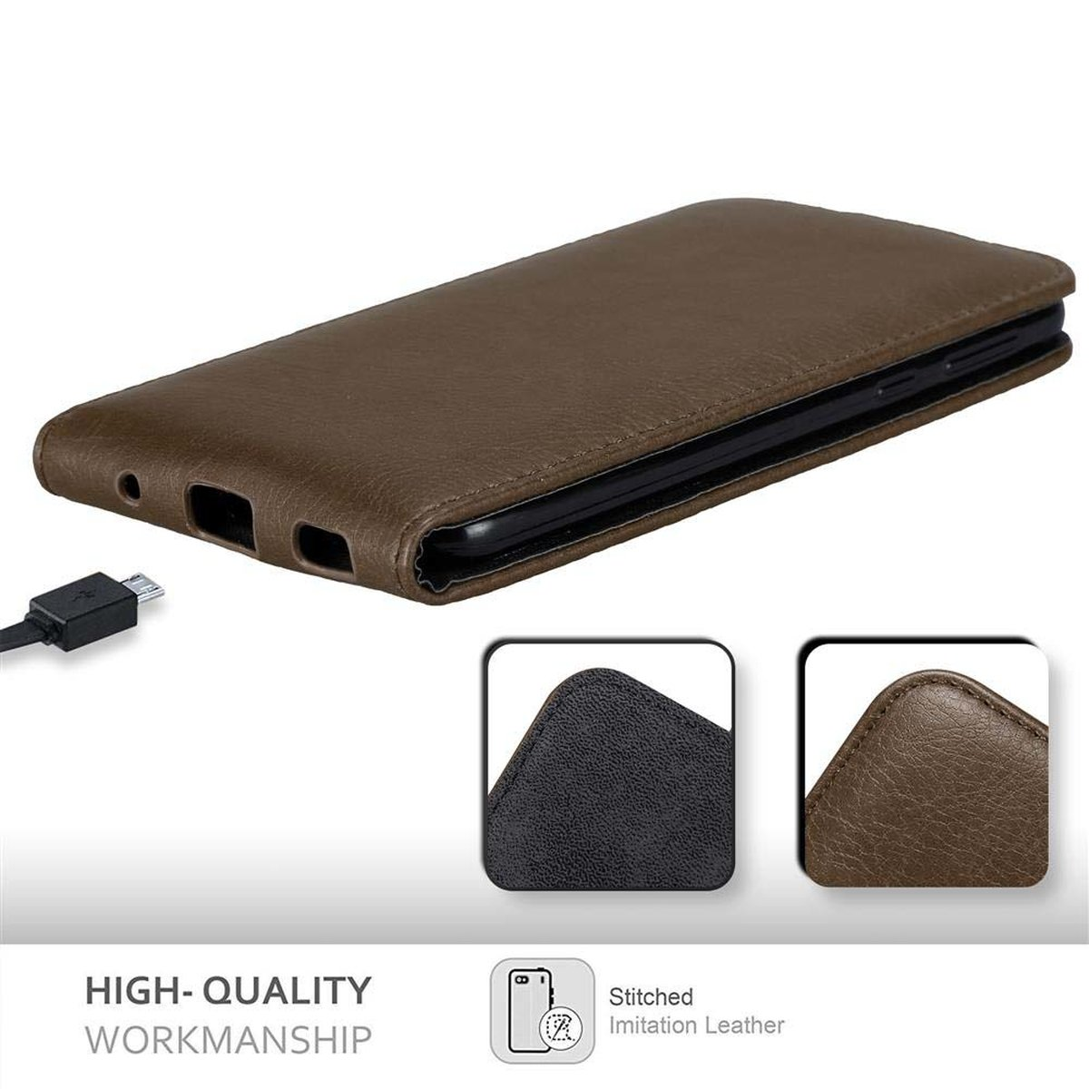 HTC, Flip KAFFEE BRAUN im Hülle Cover, PLAY, Flip Style, CADORABO U