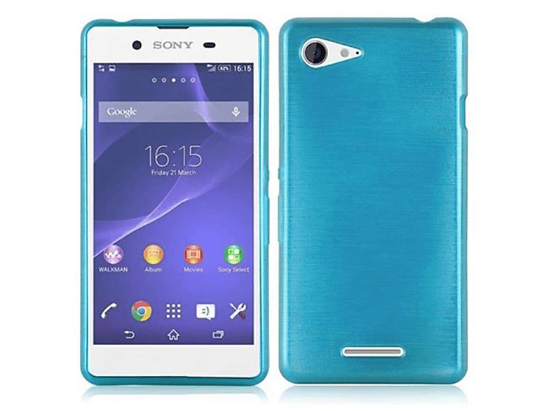 CADORABO TPU Backcover, Brushed E3, Hülle, TÜRKIS Xperia Sony