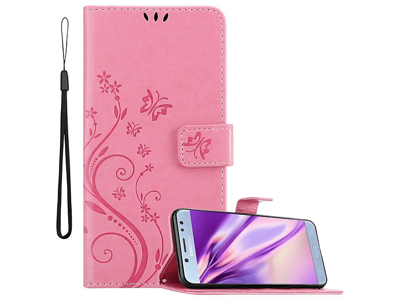 Hülle J5 Galaxy Case, ROSA Muster Samsung, Bookcover, FLORAL Blumen CADORABO Flower 2017,